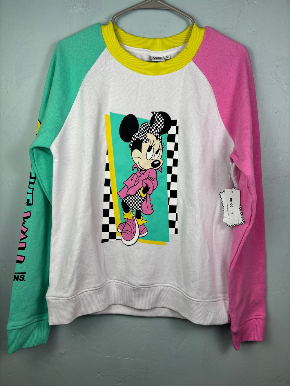 Vans x Disney Minnie Mouse Color-block Sweatshirt - Pink, Teal, Yellow, White